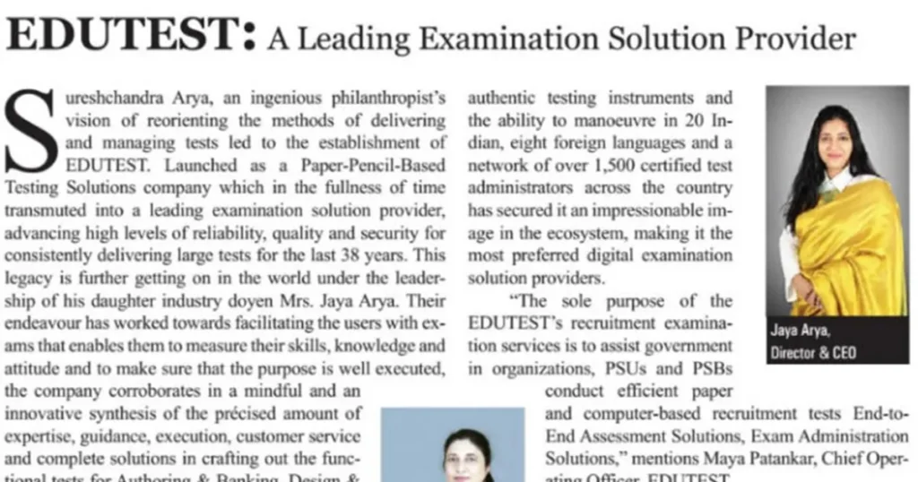 EDUTEST’ Shortlisted for “10 Most Promising Online Assessment Solutions Providers – 2020”